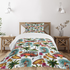 Surfer on Wavy Sea Bedspread Set