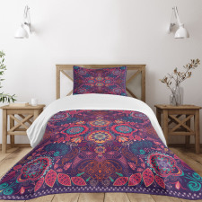 Modern Paisley Dot Leaf Bedspread Set