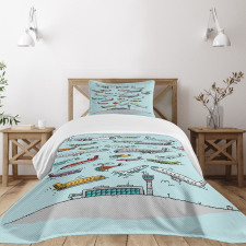 Airplanes Helicopters Bedspread Set