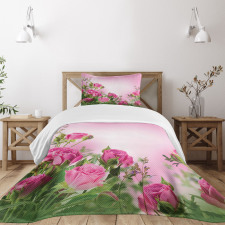 Spring Season Roses Buds Bedspread Set
