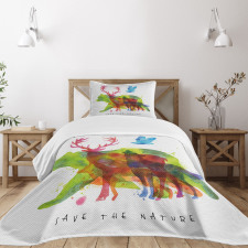 Alaska Animals Bear Wolf Bedspread Set