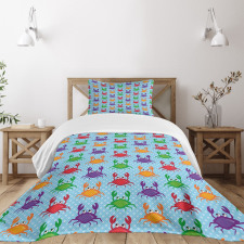 Crabs on Blue Backdrop Bedspread Set