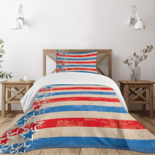 Patriotic Grunge Look Bedspread Set