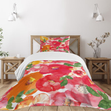 Watercolor Style Floral Bedspread Set