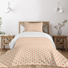 Hearts in Soft Colors Bedspread Set