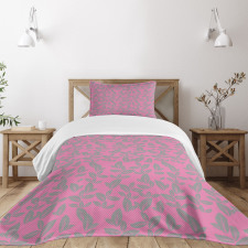 Big Grey Flowers Petals Bedspread Set