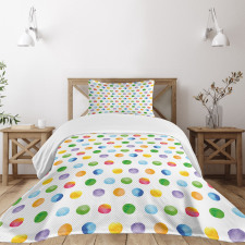 Colored Big Polka Dots Bedspread Set