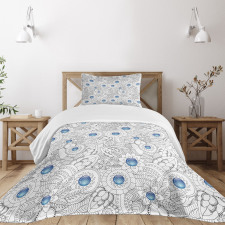 Flowers with Blue Dots Bedspread Set