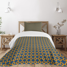 Squares Chain Mesh Tile Bedspread Set