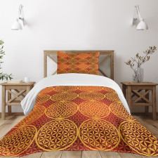 Flower Medieval Tones Bedspread Set