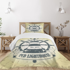 Ship Helm Wheel Retro Bedspread Set