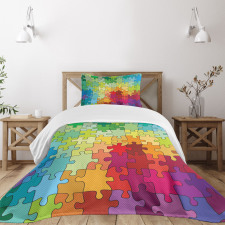 Colored Hobby Puzzle Bedspread Set