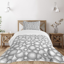 Grey White Balls Rounds Bedspread Set