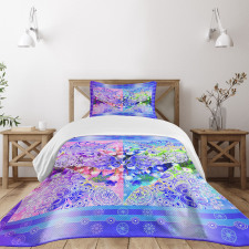 Myhtical Horses Floral Bedspread Set