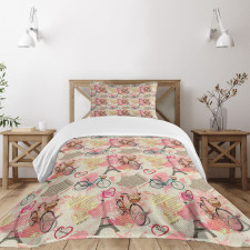 Abstract French Landmarks Bedspread Set