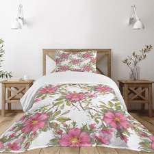 Dog Rose Garden Floral Bedspread Set