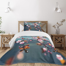 Blooming Sakura Flowers Bedspread Set