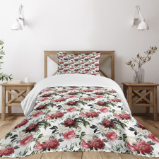 Flower Roses Buds Bedspread Set