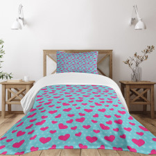 Pink Heart on Polka Dots Bedspread Set