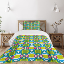 Floral Curvy Checked Bedspread Set