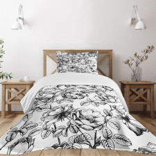 Hand Drawn Rose Petals Bedspread Set