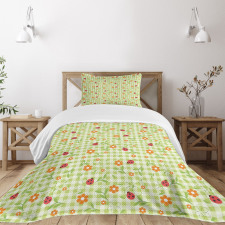 Ladybugs Flowers Leaves Bedspread Set