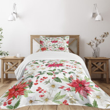 Christmas Flowers Buds Bedspread Set