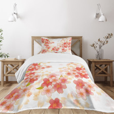 Vibrant Sakura Flowers Bedspread Set