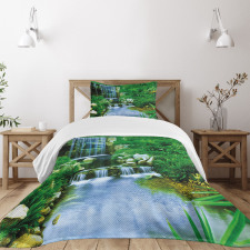 Waterfall Rocks Forest Bedspread Set