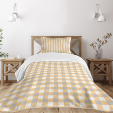 Checkered Shabby Old Bedspread Set