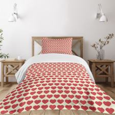Vibrant Red Hearts Bedspread Set