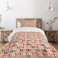 Retro Geometric Zigzag Bedspread Set