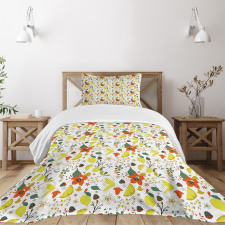 Spring Lemons Leaves Bedspread Set