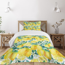 Lemon Citrus Branches Bedspread Set