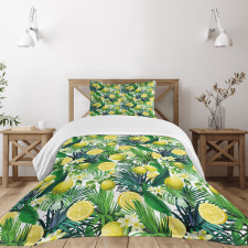Exotic Plants Green Leaf Bedspread Set