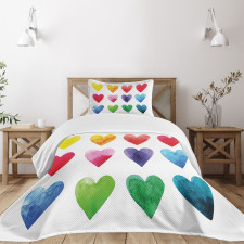 Rainbow Colors Hearts Bedspread Set