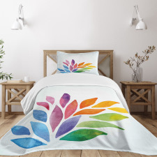 Rainbow Colored Flower Bedspread Set