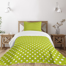 Lime Vintage Polka Dots Bedspread Set