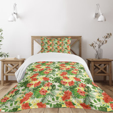 Exotic Flowers Pattern Bedspread Set