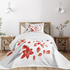 Autumn Flowers Petals Bedspread Set