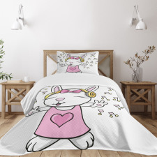 Cartoon Rock Star Bunny Bedspread Set