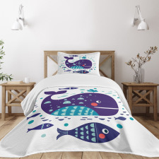 Ocean Cartoon Big Fish Bedspread Set