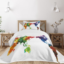 Abstract Wold Map Bedspread Set