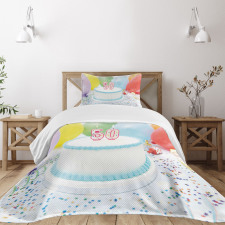 Age 50 Cake Party Bedspread Set