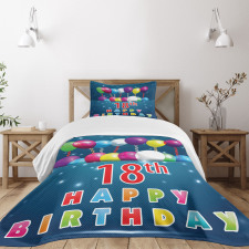 18 Birthday Balloons Bedspread Set