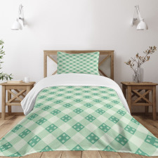 Striped Geometrical Tile Bedspread Set