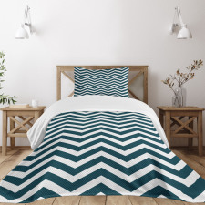 Zigzag Chevron Blue Lines Bedspread Set