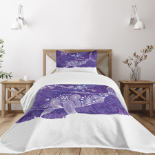 Watercolor Fish Floral Bedspread Set