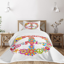 Peace Love Joy Flowers Bedspread Set