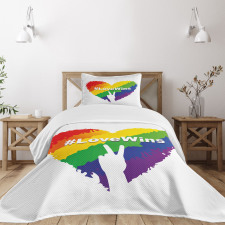 LGBT Colored Heart Bedspread Set